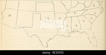 . Krankheiten aus Baumwolle, Zuckerrohr, Wald, Bäume, Zierpflanzen und verschiedene Pflanzen in den Vereinigten Staaten im Jahre 1919. Fibre Pflanzen Krankheiten und Schädlinge United States; Zucker Pflanzen Krankheiten und Schädlinge United States; Bäume Krankheiten und Schädlinge United States; Pflanzen, Zierpflanzen Krankheiten und Schädlinge in den Vereinigten Staaten. 279 In Louisiana Verletzungen lief hoch, obwohl der Verlust am Ende der Saison rund 1 %. In Texas die estimatt ^d verlieren war 1 %. Ii. Oi. lahoma Ti^e Verlust war ca. 1,5% - in Arkansas, der Verlust war um 1,5% - Schwarze arm wurde berichtet bj L.0. V/atson in Baumwolle 65 LKW-Nachrichten Anmerkungen 8. November ICH 919 werden. Stockfoto