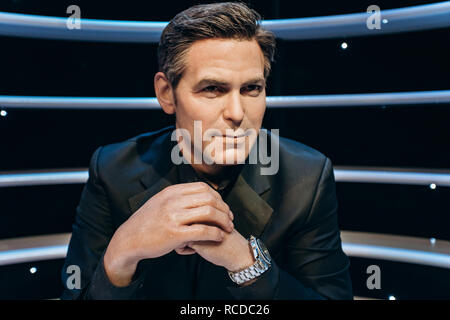 Amsterdam, Niederlande - 5 September, 2017: Wachsfigur von US-amerikanischer Schauspieler, Regisseur, Produzent George Clooney in Madame Tussauds Wachsfigurenkabinett Stockfoto