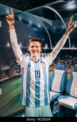 Amsterdam, Niederlande - 5 September, 2017: Lionel Messi, berühmte Fußballspieler, Madame Tussauds Museum. Marie Tussaud wurde als Marie Grosholtz 1761 geboren Stockfoto