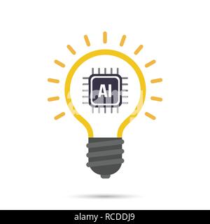 AI Künstliche Intelligenz Technologie Glühlampe Icon Design Element vector eps Abbildung 10 Stock Vektor