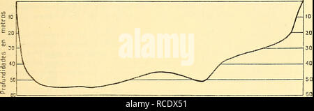 . El Laboratorio biológico - Marino de Porto Pí (Precedentes - fundación - primeros trabajos). Palma de Mallorca (Spanien). Laboratorio Biológico-Marino; Meeresbiologie, Ozeanographie. Corte IV. - Entrega Punta de S'Estaca y Cap Enderrocat; distancia real, 9,1 Millas. NIVEL DEL MAR. Corte V. - Entre la Punta de la Cala Figuera y la Punta Negra; distancia real, 9,5 Milla - Batimetría. - Naturaleza de la Costa Las profundidades en la Bahía van aumentando (MAPA), desde el Fondo La Boca, de una manera Lenta, llegando a alcanzar Unos 6 o u-bahnen. Cortes transversales observamos Haciendo que El declive es Irr Stockfoto