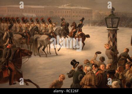 Die decembrist Revolte Am Senatsplatz am Dezember 14, 1825 (Detail). Museum: Staatliche Eremitage, St. Petersburg. Autor: Timm, Wassili (George Wilhelm). Stockfoto