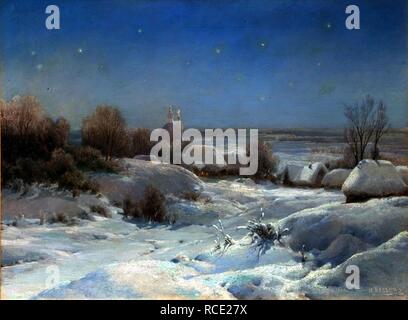 Ukrainische Nacht. Winter. Museum: Museum der russischen Kunst, Kiew. Autor: Velz, Ivan Avgustovich. Stockfoto