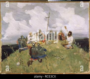 Boyan spielen eine gusli. Museum: Landesmuseum Abramzewo Immobilien, in der Nähe von Moskau. Autor: Vasnetsov, Viktor MIKHAYLOVICH. Stockfoto