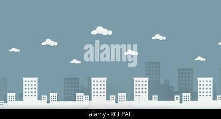 Stadtbild mit Wolken in Papier origami Art Vector Illustration. Stock Vektor