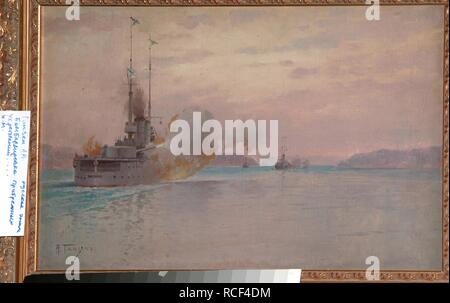 Die russische Marine Bombardierung des Bosporus. Museum: private Sammlung. Autor: Hansen (Hanzen), Alexey. Stockfoto