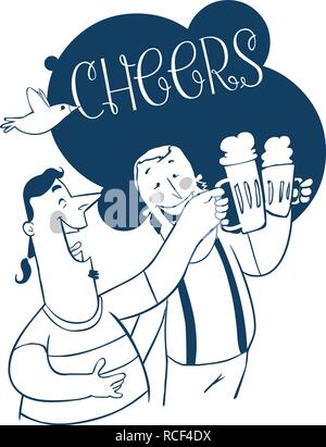 Die Leute trinken an der Bar. Cartoon Vektor- und schwarz-weiß illustration für Ihr Design Stock Vektor