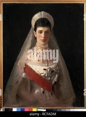 Porträt von Kaiserin Maria Fjodorowna, Prinzessin Dagmar von Dänemark (1847-1928). Museum: Staatliches russisches Museum, St. Petersburg. Autor: Iwan Nikolajewitsch Kramskoi,. Stockfoto