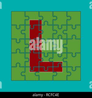 Buchstabe L wird auf die Puzzleteile geschrieben Stock Vektor