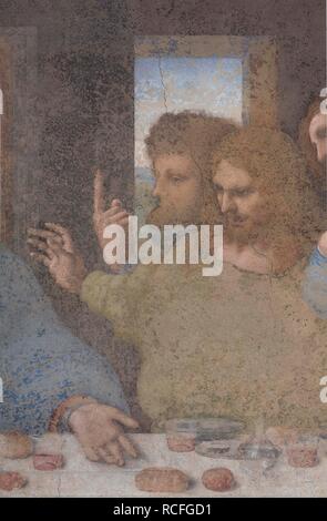 Das letzte Abendmahl (Detail). Museum: Santa Maria delle Grazie, Mailand. Autor: LEONARDO DA VINCI. Stockfoto