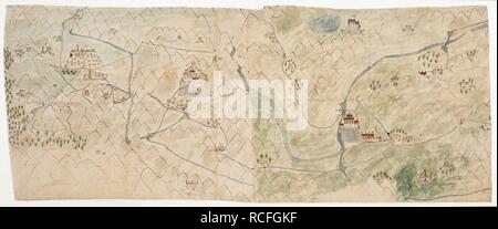 Bild - Karte von Zentraltibet in 7 Abschnitte. 1844 - 1862. Quelle: Hinzufügen. Oder. 3016 w.1. Autor: Anon. Stockfoto