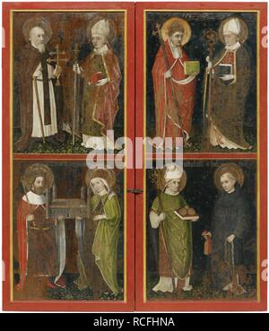 Antonius und Erhard von Regensburg Sixtus II. und Servatius Heinrich II. und Kunigunde Sankt Nikolaus und Leonard. Museum: Kolumba, Köln. Thema: Workshop des Wolfgang erneut einzubringen. Stockfoto