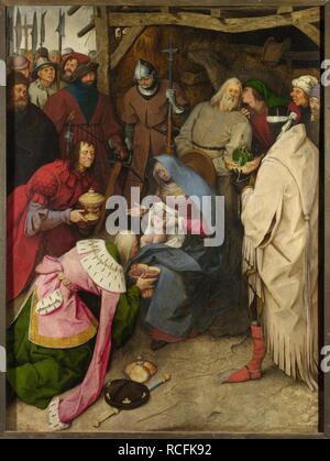 Die Anbetung der Könige. Museum: National Gallery, London. Autor: Bruegel (Brueghel), Pieter, der Ältere. Stockfoto