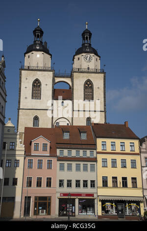 Wittenberg ist eine Stadt mit 50000 Einwohnern eng mit Martin Luther verknüpft und die protestantische Reformation hier Stadt- und Pfarrkirche St. Marien Stockfoto