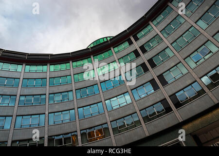 London, England - Januar 2019: Television Centre, Wood Lane, Weiße Stadt (ehemals BBC Television Centre) Stockfoto