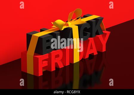 3D-Illustration für Schwarzer Freitag mit Band. Stockfoto