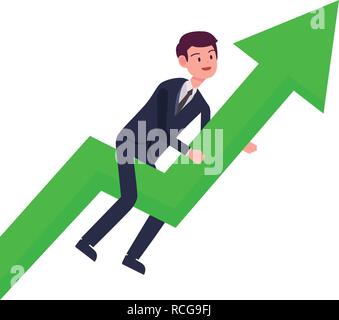 Business Mann mit grünem Pfeil wachsen. Wachstum und Erfolg Business Konzept. Vector Illustration Stock Vektor