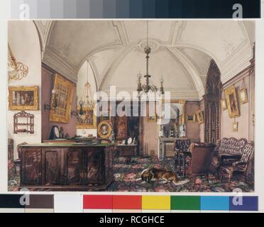 Innenräume des Winter Palace. Die Studie von Grand Prince Nicholas Nicolaievich. Museum: Staatliche Eremitage, St. Petersburg. Autor: Konstantin Andreyevich Ukhtomsky. Stockfoto