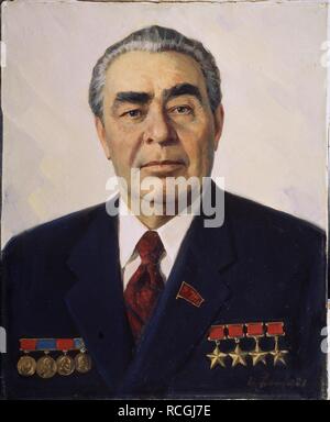 Porträt der Generalsekretär der Kommunistischen Partei der Sowjetunion von Breschnew Leonid I. (1907-1982). Museum: State Art Museum, Sotchi. Autor: Abakumov, Witali Wassiljewitsch. Stockfoto