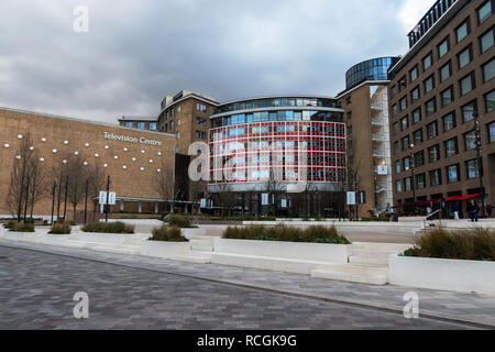 London, England - Januar 2019: Television Centre, Wood Lane, Weiße Stadt, ehemals BBC Television Centre) Stockfoto