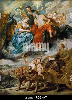 Die Begegnung von Marie de Medici und Henry IV in Lyon (Marie de Medici Zyklus). Museum: Musée du Louvre, Paris. Autor: RUBENS, Pieter Paul. Stockfoto