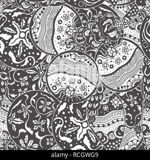 Cartoon cute doodles Hand gezeichnet nahtlose Muster. Ausführliche, mit vielen Objekten Hintergrund. Endlos lustig Vector Illustration Stock Vektor