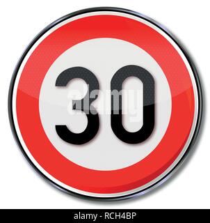 Verkehrsschild mit maximaler Geschwindigkeit 30 Stock Vektor