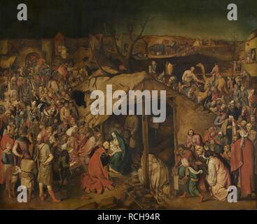 Die Anbetung der Heiligen Drei Könige. Museum: Königliches Museum für Schöne Künste, Antwerpen. Autor: PIETER BRUEGHEL DER JÜNGERE. Stockfoto