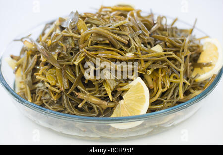Salicornia, Bohnen, marine Gesims Vorspeise. Dieses köstliche Vorspeise auf isolierten Hintergrund. Lecker salicornia Sea beans marine Gesims Vorspeise Stockfoto