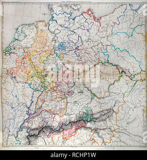 Übersichtskarte von Deutschland im Jahr 1789. Atlas de l'Histoire du Consulat et de l'Empire. Geschichte des Konsulats und des Empire von Frankreich unter Napoleon von Marie Joseph Louis Adolphe Thiers (1797-1877). Zeichnungen von Dufour, Stiche von Dyonnet. In Paris, 1864 bearbeitet werden. Stockfoto