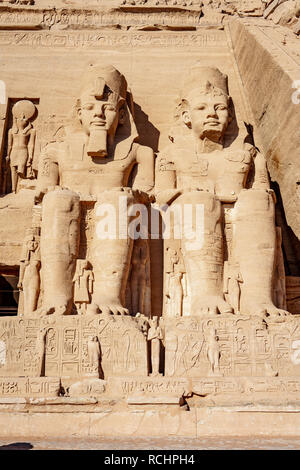 Detail der Fassade Ägypten Abu Simbel Tempel Stockfoto