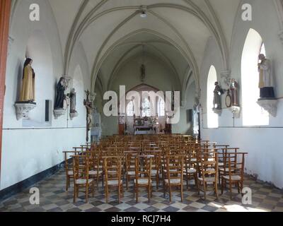 Alembon (Pas-de-Calais) Église, Intérieur. Stockfoto