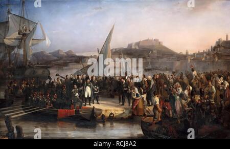 Napoleon verlassen die Insel Elba am 26. Februar 1815. Museum: Musée de l'Histoire de France, Château de Versailles. Autor: Beaume, Joseph. Stockfoto