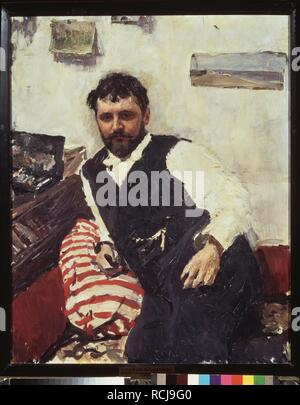 Porträt des Künstlers Konstantin Korovin (1861-1939). Museum: Staatliche Tretjakow-Galerie, Moskau. Autor: Serov, Valentin Alexandrowitsch. Stockfoto