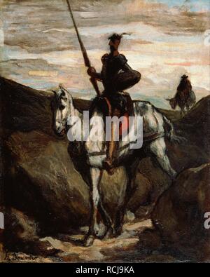 Don Quijote in die Berge. Museum: Bridgestone Museum of Art Autor: Daumier, Honoré. Stockfoto