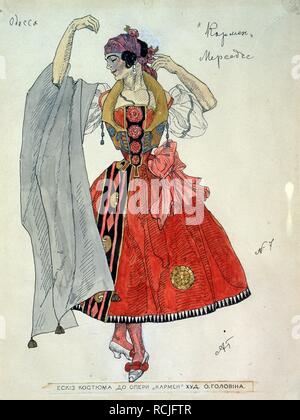 Kostüme für die Oper "Carmen" von G. Bizet. Museum: Regionale M. Vrubel Art Museum, Omsk. Autor: Golovin, Alexander Jakowlewitsch. Stockfoto