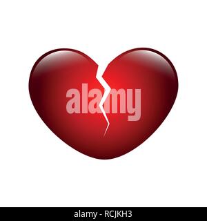 Rot glänzend gebrochenes Herz auf weißem Hintergrund Vektor-illustration EPS 10 isoliert Stock Vektor