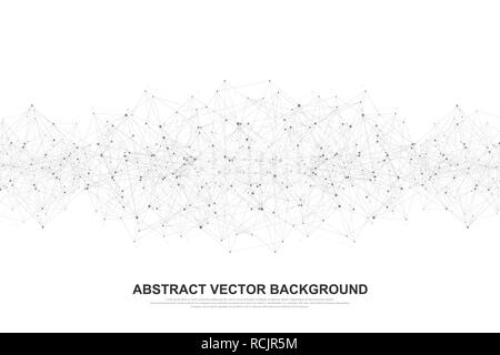 Abstrakte polygonalen Hintergrund mit Linien und Punkten. Minimale geometrische Muster, molekulare Struktur. Grafik plexus Hintergrund. Wissenschaft, Medizin, Technik Konzept. Vector Illustration. Stock Vektor