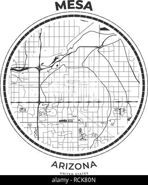 T-Shirt map Abzeichen von Mesa, Arizona. T-Shirt print Typografie label Abzeichen Emblem. Vector Illustration Stock Vektor