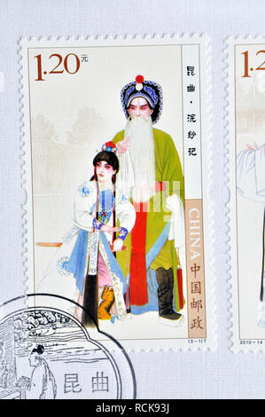 CHINA - ca. 2010: eine Briefmarken in China gedruckt zeigt 2010-2014 Kunqu Oper, circa 2010. Stockfoto