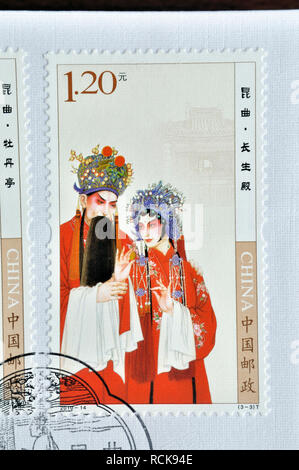 CHINA - ca. 2010: eine Briefmarken in China gedruckt zeigt 2010-2014 Kunqu Oper, circa 2010. Stockfoto
