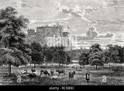 Die Wiesen, die großen öffentlichen Park in Edinburgh, Schottland, 19. Jahrhundert Stockfoto