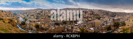 Panorama Landschaft von Amman, die Hauptstadt des Haschemitischen Königreichs Jordanien, von der Citadel Hill Stockfoto