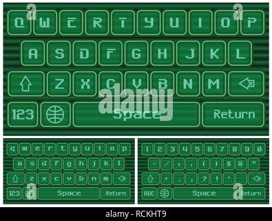 Virtuelle Tastatur für ein Smartphone, Vektor stilisierte alten Computer. Stock Vektor
