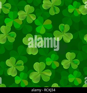 Clover nahtlose Muster Vector Illustration. St Patrick's Day Symbol, Irish lucky shamrock Hintergrund. Stock Vektor