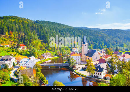 Rozmberk nad Vltavou - malerische alte kleine Stadt in Tschechien Stockfoto