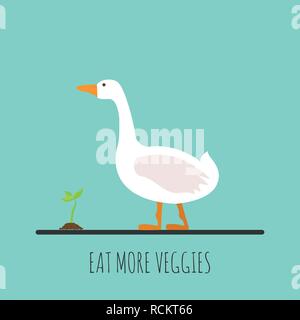 Flache Gans mit Keimen. Flache gans Symbol. Essen mehr Gemüse. Vector Illustration Stock Vektor