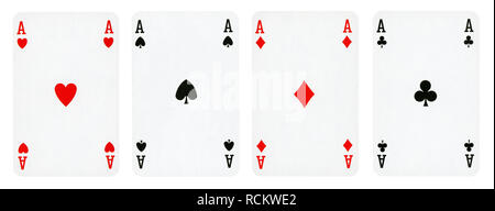 Vier Asse Spielkarten - auf weißen isoliert Stockfoto
