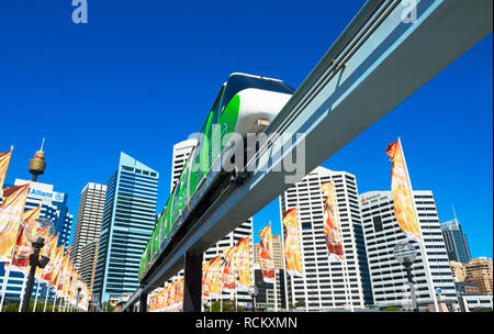 Monorail, Darling Harbour, Sydney, New South Wales, Australien, Stockfoto