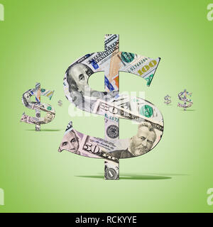 Dollarzeichen von uns Notizen wachsen in Feld, computer generated Image Stockfoto